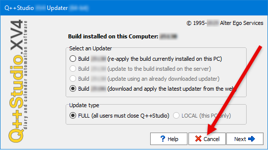 the stage of the update when the license files have been updated, even if you choose to cancel the update the stage of the update when the license files have been updated, even if you choose to cancel the update