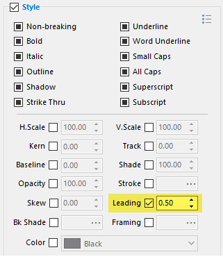 An invalid text-leading value for InDesign