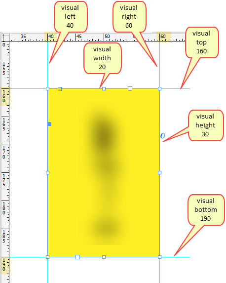 use the side rulers to determine the visual sides of a box